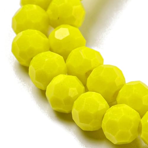 Perlin Czech Bohemian Crystal Glass Beads Faceted Round 4mm 90 Pieces Loose Spacer 1 Strand Beads for DIY Jewelry Earrings Necklace Bracelet Making (Yellow Opaque) - color: Yellow opaque