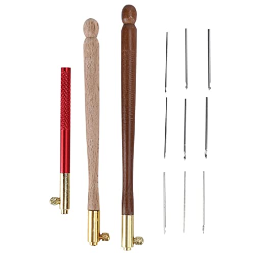 Stainless Steel Crochet Hooks for Embroidery Beading Knitting Sewing Tools Brown Set