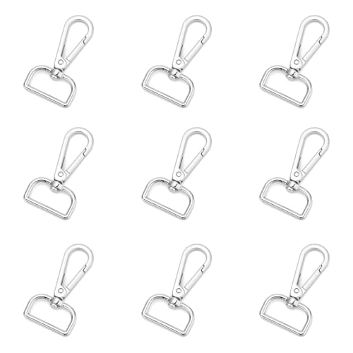 9 Pcs D Ring Swivel Lobster Claw Clasp Push Gate Snap Hooks Trigger Clips for DIY Crafts Keychain Purse Handbag Making,1 Inch Silver - color: 1" Silver 9pcs, size: 1"