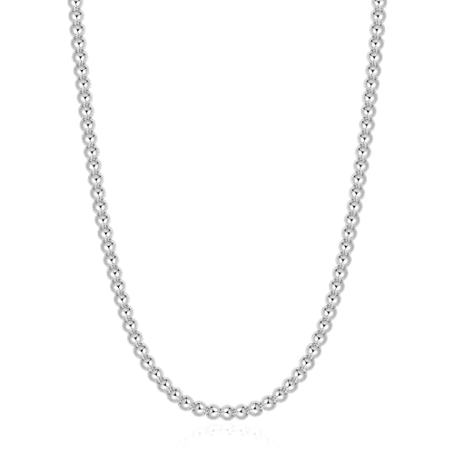 AMITER Stainless Steel Bead Necklace, 3mm/ 4mm/ 5mm/ 6mm/ 8mm Ball Beaded Chain Necklaces for Women & Men - size: 32 Inches, style: 5mm Silver
