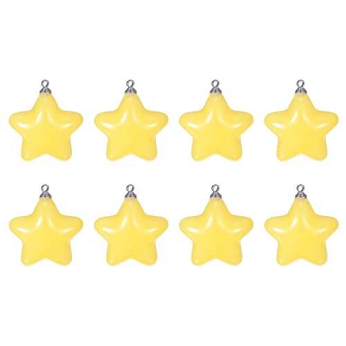 HARFINGTON Star Pendants Charm, 8Pcs 26mm Acrylic Bead Pendants with Loop for Bracelet Jewelry Making DIY Handicrafts, Yellow