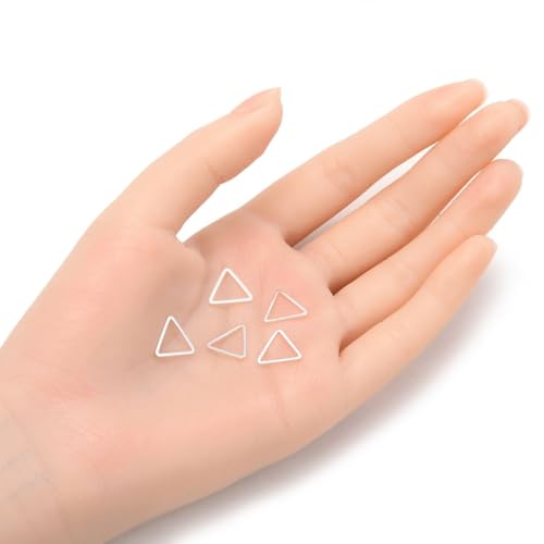 Adabele 50pcs Silver Triangle Beading Hoop Link Jewelry Findings 12mm Geometric Connector Open Back Bezel Frame for DIY Craft Jewelry Making CF72-1 - size: Triangle Shape (0.47 inch)