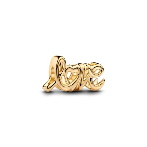 925 Sterling Silver Charms for Bracelets Gold Love and Heart Charms Cherry Blossom Dangle Beads Jewelry for Women - color: Gold Love