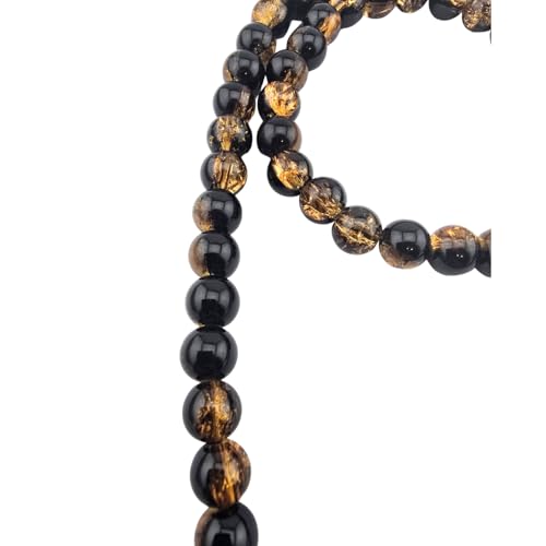 DandS ltd Crackle Lampwork Glass Beads for Jewelry Making, Dark Amber, Vibrant DIY Bracelets, Necklaces, Beading Supplies & Craft Kits for Handmade Jewelry, 80pcs 0.39 inch (10mm), #J254-10 - color: Dark Amber