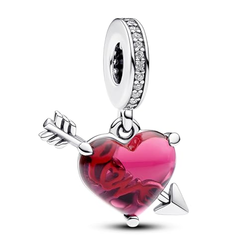S925 Bead Dangle Charms for Bracelets Necklaces, Compatible with Pandora - style: Heart-Piercing Cupid Arrow Charms