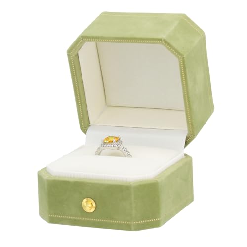 Jewelry Ring Box Small Travel Jewelry Box, Velvet Wedding Ring Box for Business, Engagement, Wedding, Bridesmaid and Mother's Day - Green - color: Ring Box-Green