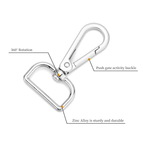 9 Pcs D Ring Swivel Lobster Claw Clasp Push Gate Snap Hooks Trigger Clips for DIY Crafts Keychain Purse Handbag Making,1 Inch Silver - color: 1" Silver 9pcs, size: 1"