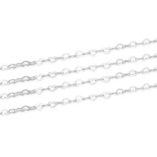 Adabele 10 Feet Authentic 925 Sterling Silver Unfinished Heart Shaped Link Chain 5.5mm x 4.3mm Hypoallergenic Nickel Free for DIY Craft Jewelry Making SSK-T4 - color: Sterling Silver, size: 5.5mm Heart Link - 10 Feet
