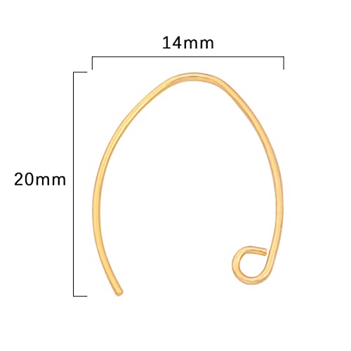 BEADIA 18K Gold Plated Earring Hooks U Shape 14x20mm 40pcs for Jewelry Making Findings - size: U Shape Hooks 14x20mm