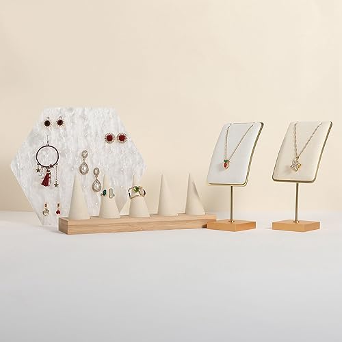 White jewelry necklace display for sale, gold necklace and earring holder, velvet jewelry organizer necklace hanger【White】 - color: White