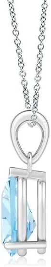 Angara Natural Aquamarine Solitaire Pendant for Women | Pear-Shaped Aquamarine Solitaire Pendant in 14K Solid Gold/Silver/Platinum With 18" Chain | March Birthday, Gemstone Jewelry Gift