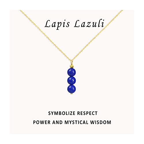 SmileBelle Crystal Necklace, Jade Necklace for Women as Anniversary Birthday Mothers Day Gifts for Women 14k Gold Black Tourmaline as Birthstone Jewelry for Girls Dainty Crystal Jewelry - color: Lapis Lazuli