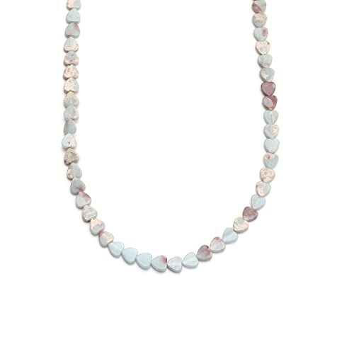 6mm Natural Azure Imperial Jasper Stone Beads Heart Shape Cute Fine Gems Spacer Beads Fit Jewelry Making DIY Exquisite Necklace Bracelet Accessory - color: Azure Imperial Jasper