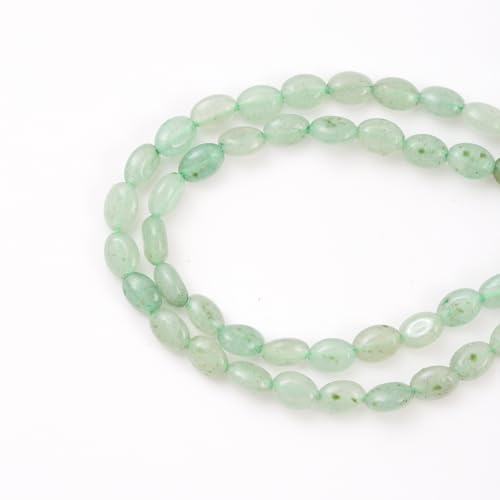 6×8mm Natural Green Aventurine Gemstone Loose Beads Flat Oval Healing Crystal Loose Stone Beads for Jewelry Necklace Bracelet Earring Craft - color: Green Aventurine