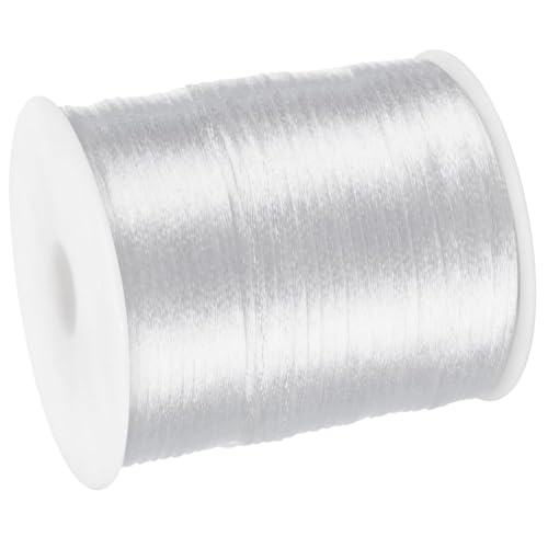 2mm x 300Feet Satin Nylon Cord, Silky Smooth Nylon String for Jewelry Making Bracelet Necklaces Beading Thread Rattail Macrame Kumihimo Chinese Knot Craft (White) - color: White