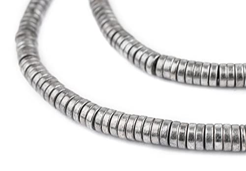 The Bead Chest Silver Snake Disk Beads 6mm, Full Strand of Quality Metal Spacers for DIY Jewelry Design - color: Silver