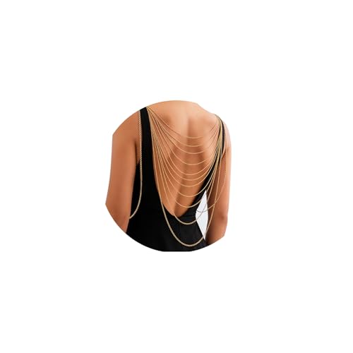 Body Chain,Body Jewelry for Women,Sexy Layered Chest Chain,Layered Adjustable Waist Jewelry for Beach Accessories,Gold Plated Waist Chains - color: Gold-I