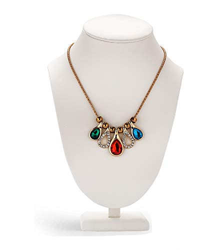 Polmart Modern Necklace Display Bust (White Leatherette, 10 ¼”H) - color: White Leatherette, size: 10.25”H