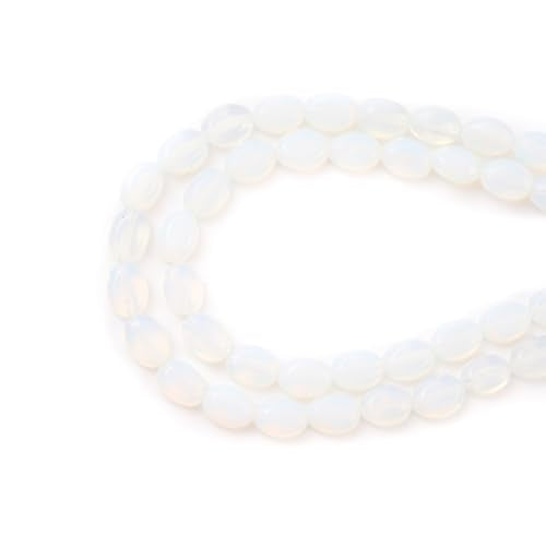 6×8mm Natural Opal Gemstone Loose Beads Flat Oval Healing Crystal Loose Stone Beads for Jewelry Necklace Bracelet Earring Craft - color: Opal