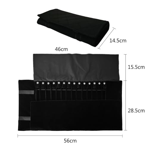 Portable Jewelry Roll Untangled Secure Necklace Travel Storage Bag Displays Holder 16 Chain (Black Diamond) - color: Black Diamond