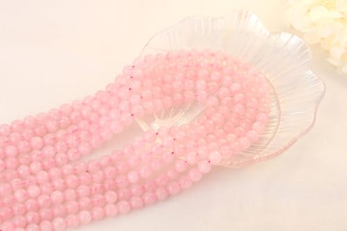 QINJIEJIE 100PCS Rose Quartz Beads 8mm Natural Stone Beads Round Loose Gemstone Bead for Bracelet Beading Crystal Jewelry Making DIY Necklace Earrings 0.32" - color: Rose Quartz, size: 100PCS