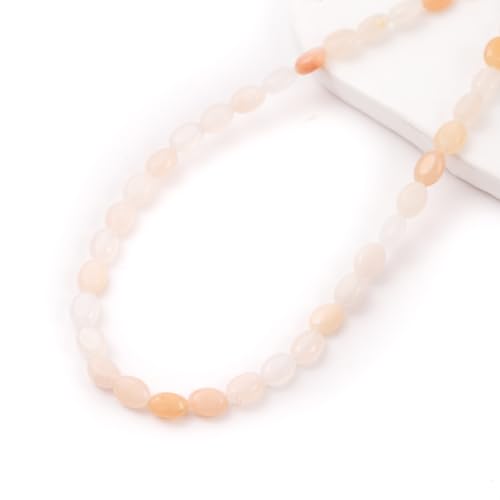 6×8mm Natural Pink Aventurine Gemstone Loose Beads Flat Oval Healing Crystal Loose Stone Beads for Jewelry Necklace Bracelet Earring Craft - color: Pink Aventurine