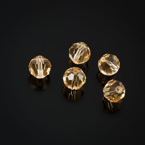 100pcs Adabele Austrian 4mm (0.16 Inch) Small Faceted Loose Round Crystal Beads Golden Yellow Champagne Compatible with Swarovski Crystals for Jewelry Craft Making SS2R-428 - color: Gold Champagne, size: 4mm Small (100pcs)