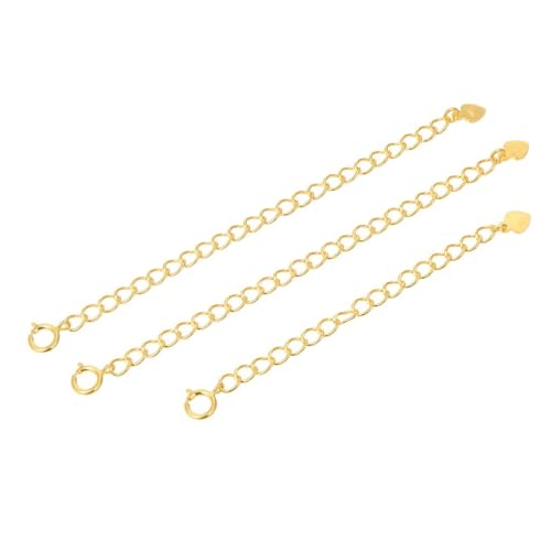 1 Set (3pcs) Adabele Real Yellow Gold Plated Sterling Silver Chain Extender Clasp Strong Removable Adjustable 2" 4" 6 inch Extension for Necklace Bracelet Anklet Jewelry Making SS302-246 - color: Gold, size: Gold Set - 2" 4" 6"