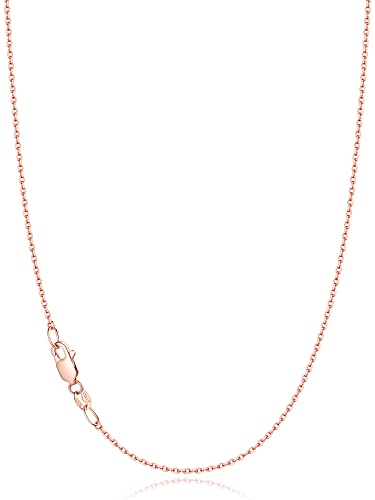 Jewlpire 18k Gold Plated 925 Sterling Silver Chain Necklace for Women, 1.1mm Cable Chains Necklace Thin & Dainty & Sturdy Women's Chain Necklaces, 14/16/17/18/20/22/24 Inches - color: 18K Rose Gold Plated, size: 16 Inch (Women's Choker Length）