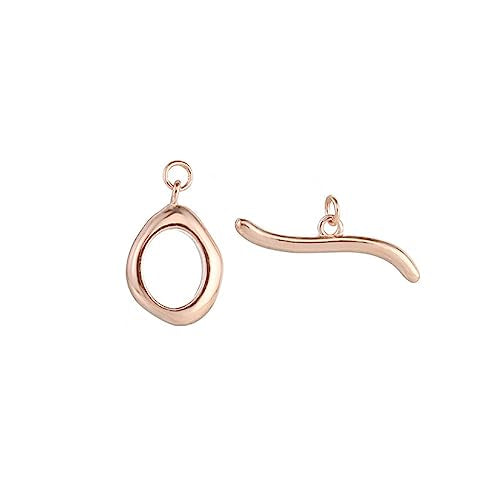1 Set 925 Sterling Silver Toggle Clasps OT Clasp Bracelet Clasps and Closures T-Bar Closure Adjustable Connector for Jewelry Making - color: Rose Gold, size: Style A-18mm long