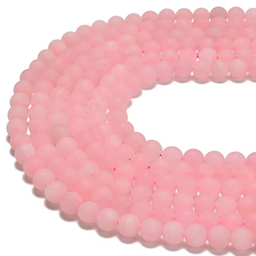 6mm Rose Quartz Matte Round Natural Gematone Loose Beads for Jewelry Making DIY 1 Strand 15" - color: Matte Pink Rose Quartz, size: 6mm