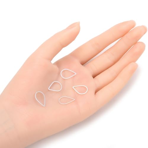 Adabele 50pcs Silver Teardrop Beading Hoop Link Jewelry Findings 16mm Long Geometric Connector Open Back Bezel Frame for DIY Craft Jewelry Making CF70-1 - size: Teardrop Shape (0.63 Inch)