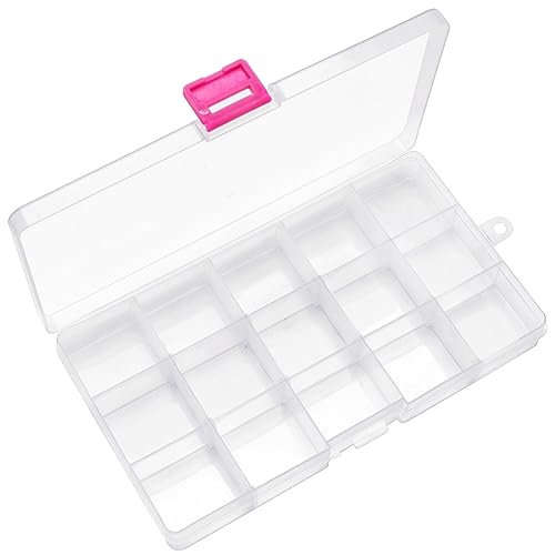 IOOLEEM 15 Grids Plastic Bead Organizer Box, Organizer Container Storage Box, Dividers for Bead Arts and Crafts. - color: Clear, size: 15 Grids Adjustable (1 pack)