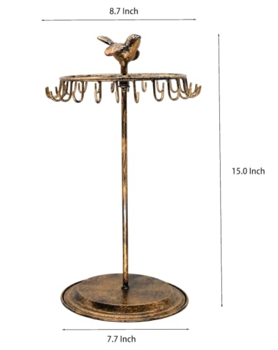 Bird Rotating Necklace Holder Bracelet Stand/Jewelry Organizer/Jewelry Tree,Bronze - color: Bronze