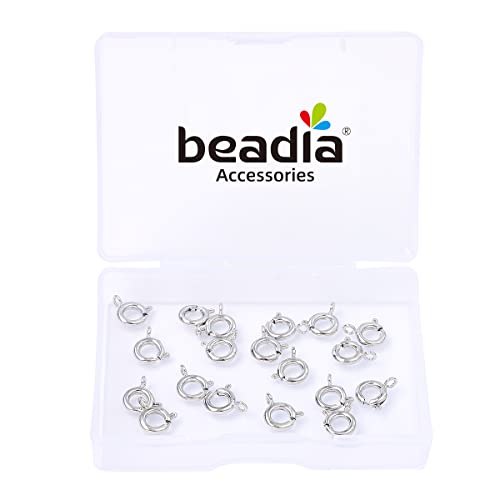 BEADIA Platinum Plated Spring Clasps Non Tarnish 7mm 20pcs for Jewelry Making Findings - color: Spring Clasps Platinum, size: 7mm