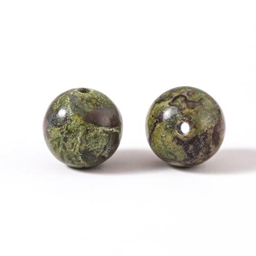 100Pcs Natural Stone 6mm Dragon Bloodstone Round Loose Gemstone Energy Healing Beads Hole Size 1mm DIY Smooth Beads for Bracelet Necklace Earrings Jewelry Making - color: Dragon Bloodstone, size: 6mm