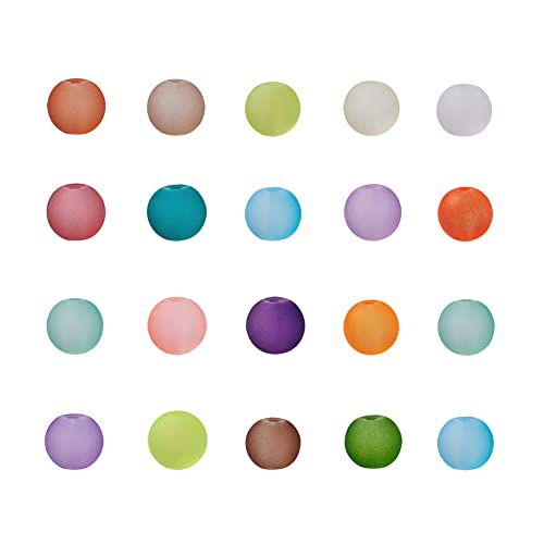 100Pcs 8mm Transparent Frosted Glass Beads Round Matte Glass Loose Spacer Beads for DIY Necklace Earring Bracelet Jewelry Making Handmade Crafts - color: Colorful-8mm