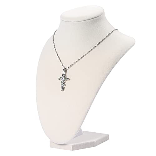Julysky 3D Necklace Display Stand For Selling,Velvet Chain Jewelry Bust Holder Organizer (1, beige) - color: beige