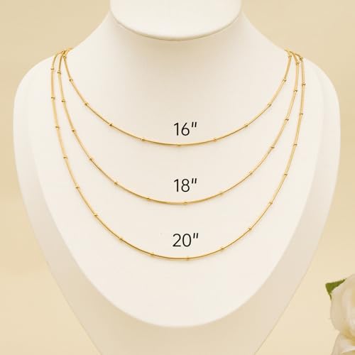 SMYHTGLIF 12 Pcs Stainless Steel Round Snake Necklace Chain Bulk Gold Necklace Chain for Women DIY Jewelry Making - color: Gold Snake Bead, size: 18 inches