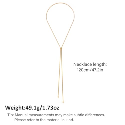 Gold Silver Necklace for Women Y Chain Adjustable Gold Long Necklaces Fashion Dainty Jewelry - color: gold C