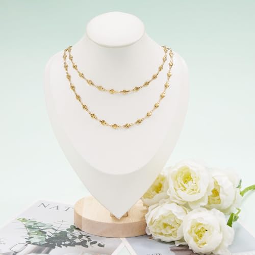 KYUNHOO 13 Feet Stainless Steel Chains Bulk on Spool Gold Plated Chain for Jewelry Making with Lobster Clasps and Jump Rings for Necklace Jewelry Crafts DIY - color: Mushroom Gold