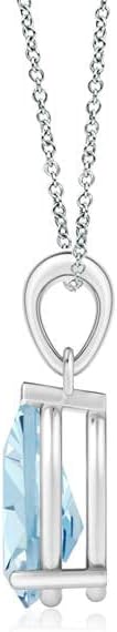 Angara Natural Aquamarine Solitaire Pendant for Women | Pear-Shaped Aquamarine Solitaire Pendant in 14K Solid Gold/Silver/Platinum With 18" Chain | March Birthday, Gemstone Jewelry Gift