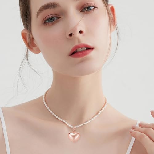 Beebeecraft 10Pcs Rose Gold Plated Heart Pendant Charms Metal Brass Love Heart Puffy 3D Shaped Charm for Jewelry Making DIY Crafts Necklace Valentine (20x20.5x10mm) - color: Rose Gold, size: 20x21x10mm