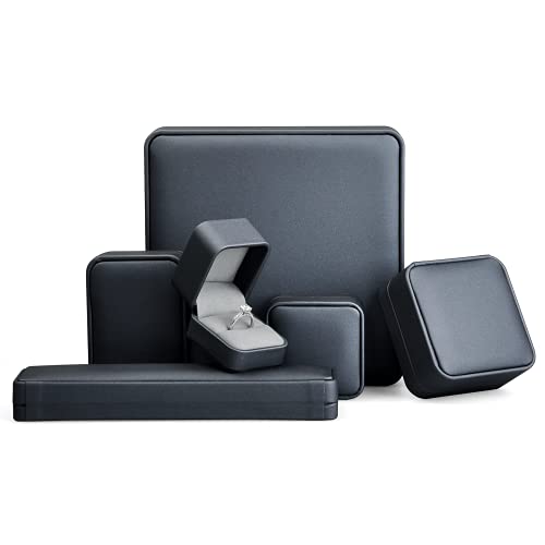 Blue Round Corner PU Leather Proposal Ring Box Jewelry Ring Gift Box Jewelry Packaging Box - color: Ring box