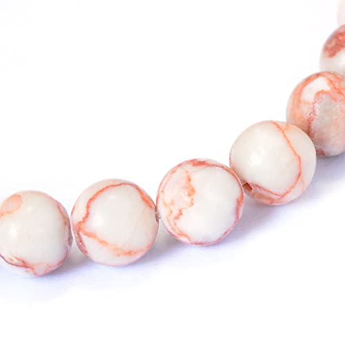KISSITTY 235pcs 8mm Natural Red Netstone Bead Strands, Natural Gemstone Crystal Beads Round Smooth Chakra Beads Energy Healing Crystals Gemstones for DIY Jewelry Bracelets Necklaces Making - color: Natural Red Netstone