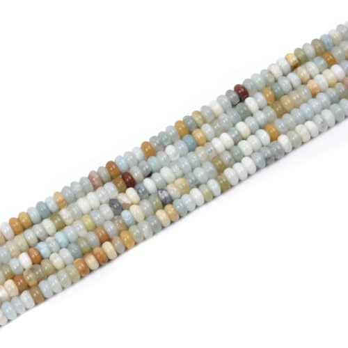 160pcs 4x2mm Natural Amazonite Disk Rondelle Spacer Stone Semi Precious Gemstone Loose Beads for Jewelry Making 15 Inch - color: Amazonite