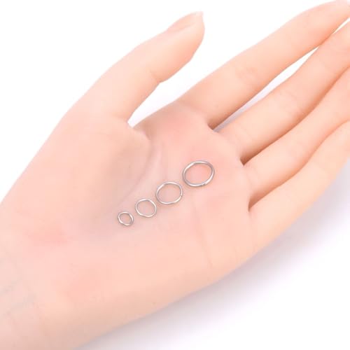 200pcs Adabele 304 Grade Surgical Stainless Steel 6mm (0.24 Inch) Small Open Jump Rings Strong O Ring Connector (0.9mm/19 Gauge) for Craft Jewelry Making SJF84-6 - size: 6mm Ring (0.9mm wire gauge)