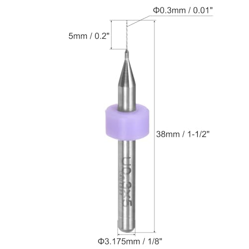 uxcell PCB Drill Bits 0.3mm Tungsten Carbide Rotary Tool Jewelry CNC Engraving Print Circuit Board Micro Drill Bits 1/8 Inch Shank 30 Pcs - color: Purple, size: 0.3mm