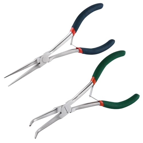 SPEEDWOX Mini Long Nose Pliers Set - Bent, Angled & Regular Needle Nose Pliers for Jewelry Making & Small Object Gripping - style: 2PCS Long Nose Pliers Set