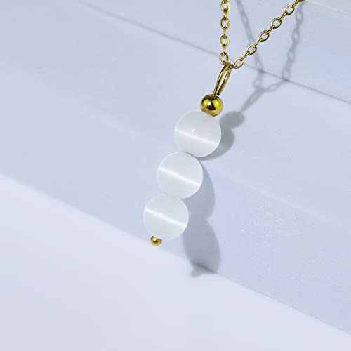 SmileBelle Crystal Necklace, Jade Necklace for Women as Anniversary Birthday Mothers Day Gifts for Women 14k Gold Black Tourmaline as Birthstone Jewelry for Girls Dainty Crystal Jewelry - color: White Moonstone